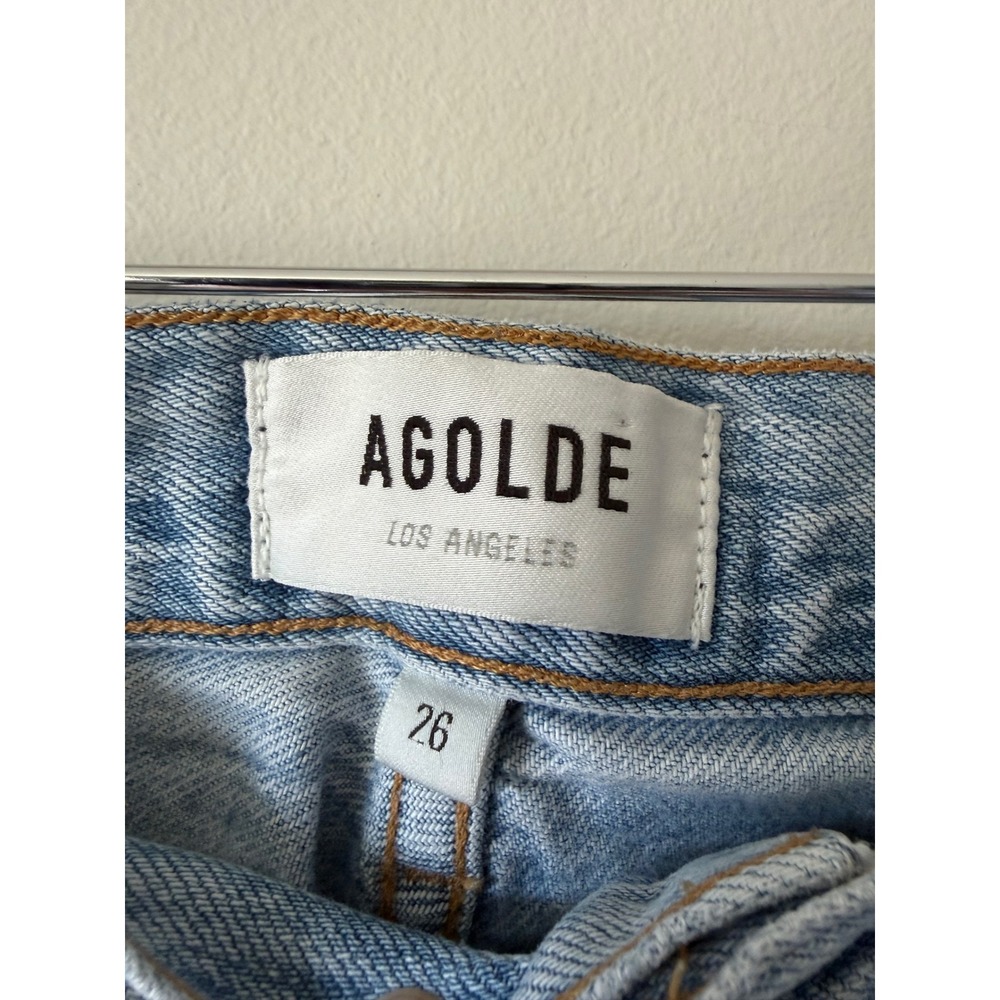 AGOLDE Riley 90's High Rise Jeans 26 Light Wash Distressed Straight Leg - Picture 3 of 9